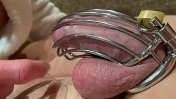 Chastity Belt first time on his Dick and ruined orgasm